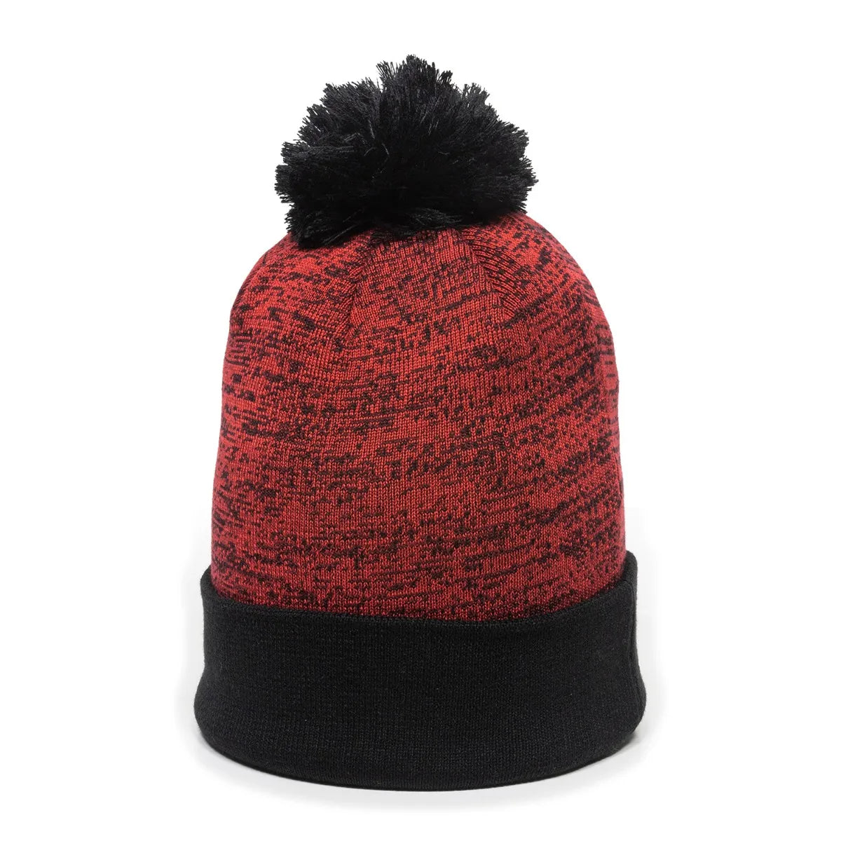 Outdoor Cap PWC-100 Heathered Acrylic Knit Beanie with Pom Unisex Accessories Hats & Caps