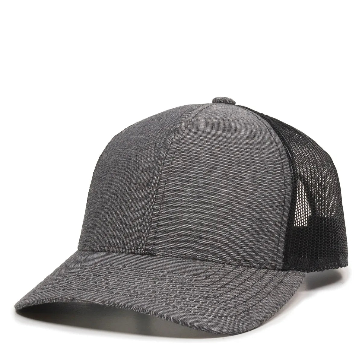 Outdoor Cap MBW-800CB Cotton Chambray Structured Trucker Hat Unisex Accessories Hats & Caps