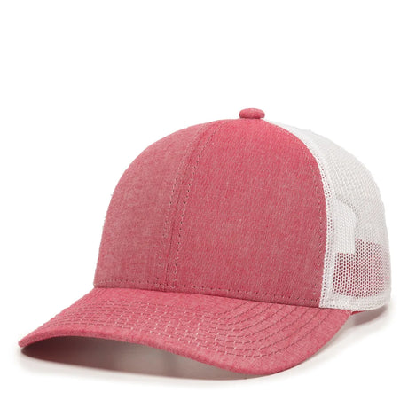 Outdoor Cap MBW-800CB Cotton Chambray Structured Trucker Hat Unisex Accessories Hats & Caps