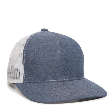 Outdoor Cap MBW-800CB Cotton Chambray Structured Trucker Hat Unisex Accessories Hats & Caps