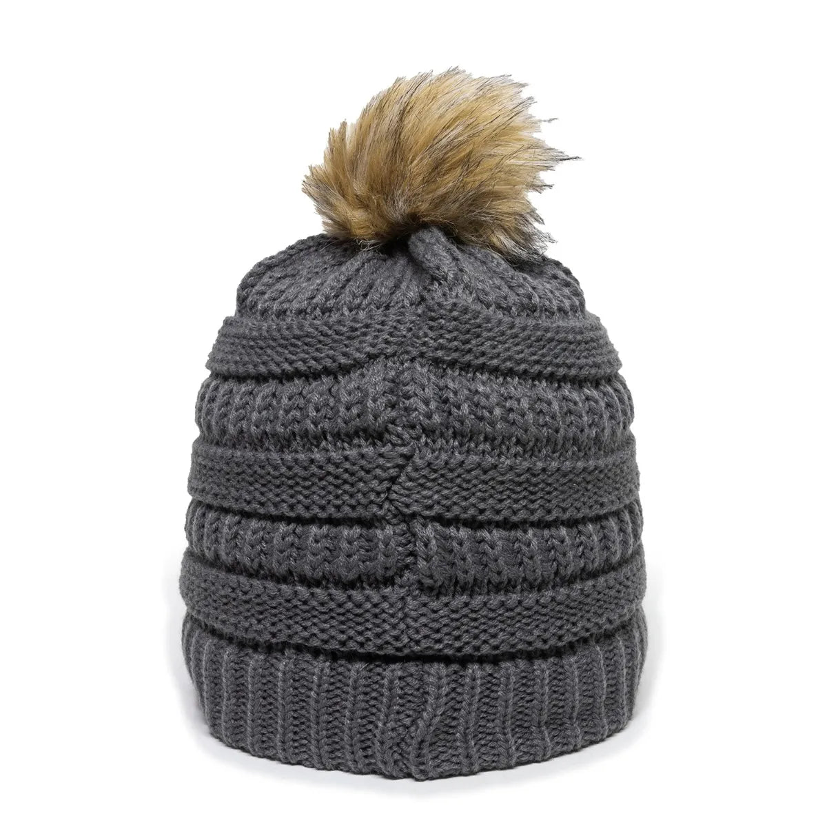 Outdoor Cap OC805 Acrylic Knit Beanie With Faux Fur Pom Unisex Accessories Hats & Caps