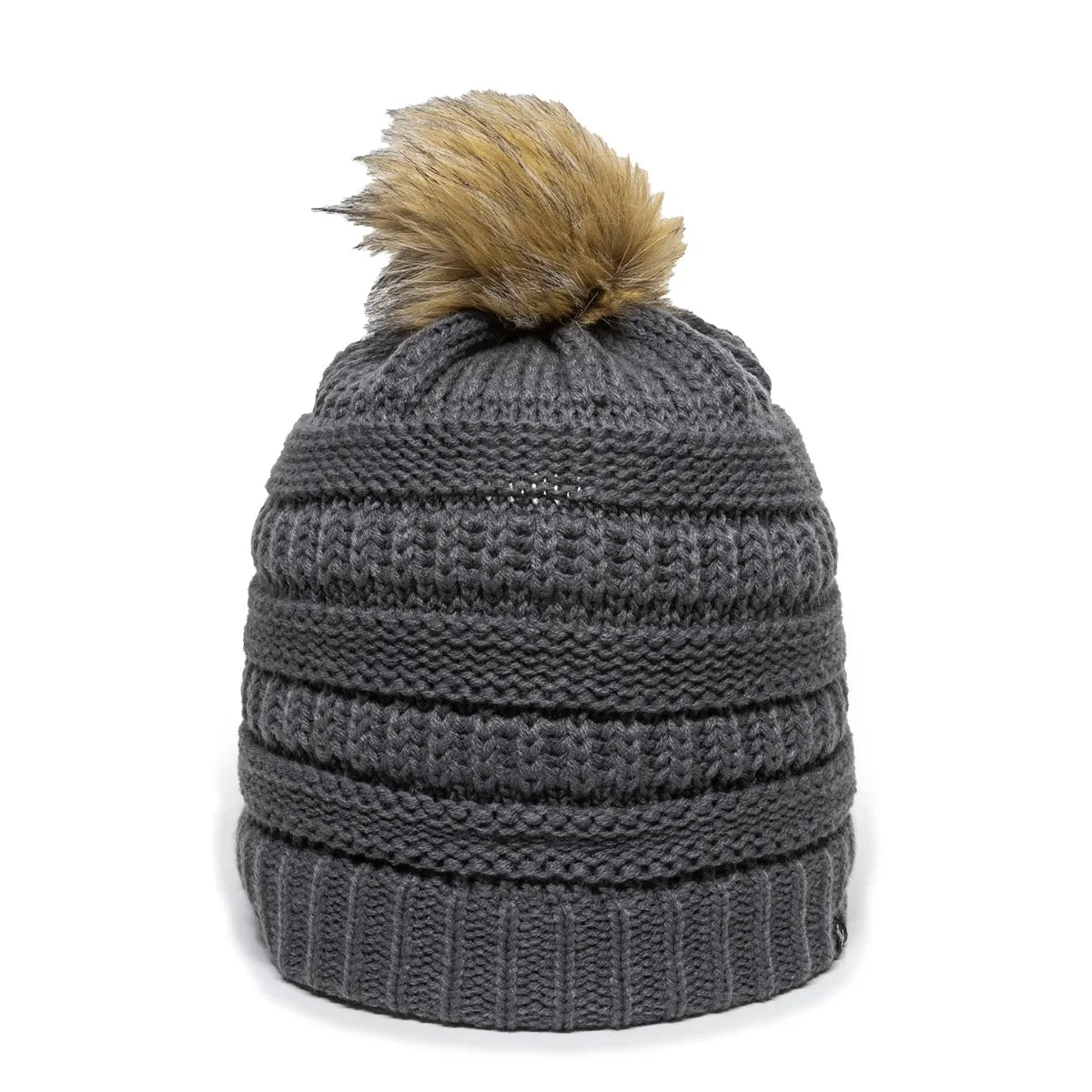 Outdoor Cap OC805 Acrylic Knit Beanie With Faux Fur Pom Unisex Accessories Hats & Caps