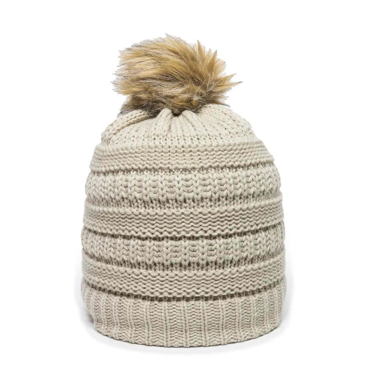 Outdoor Cap OC805 Acrylic Knit Beanie With Faux Fur Pom Unisex Accessories Hats & Caps
