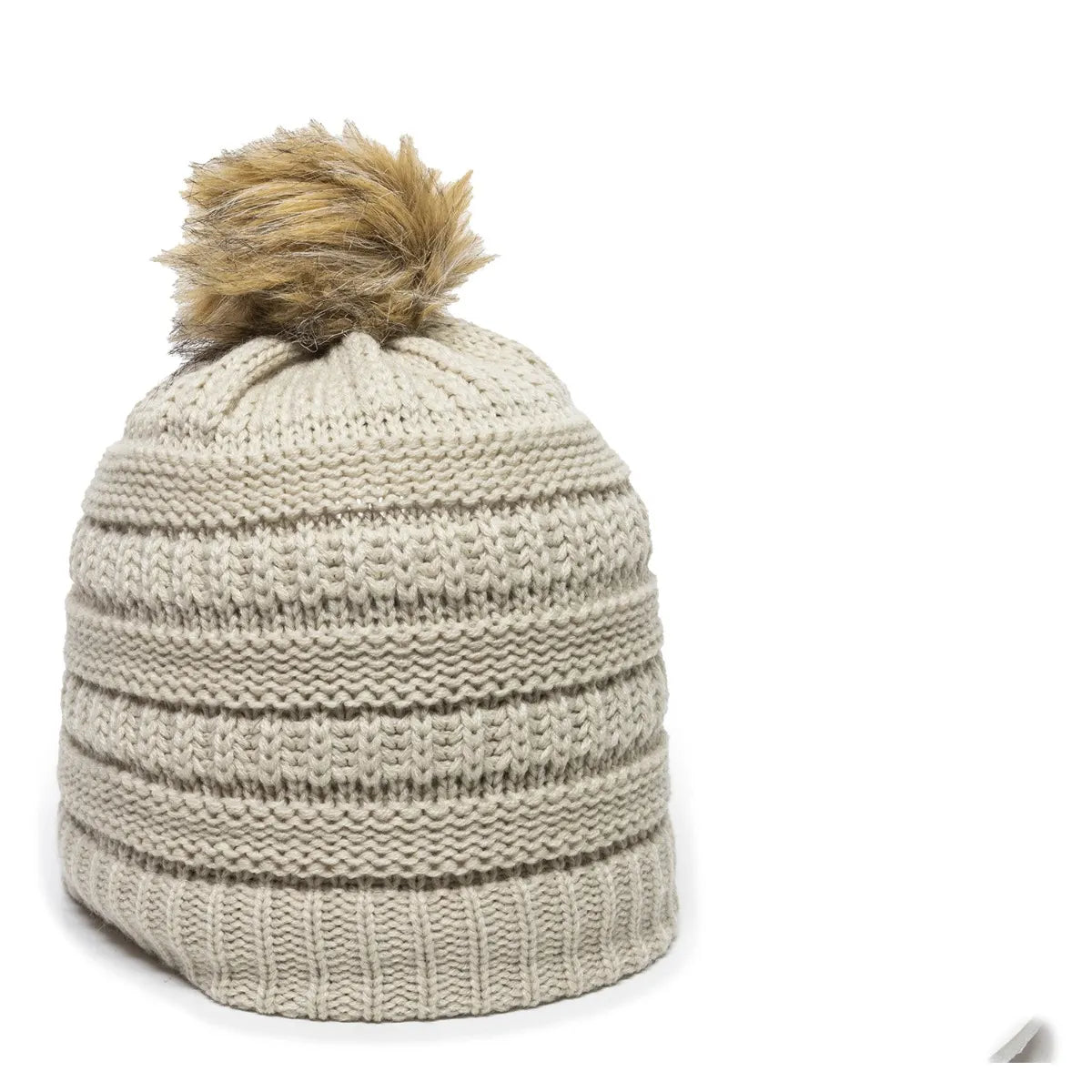 Outdoor Cap OC805 Acrylic Knit Beanie With Faux Fur Pom Unisex Accessories Hats & Caps