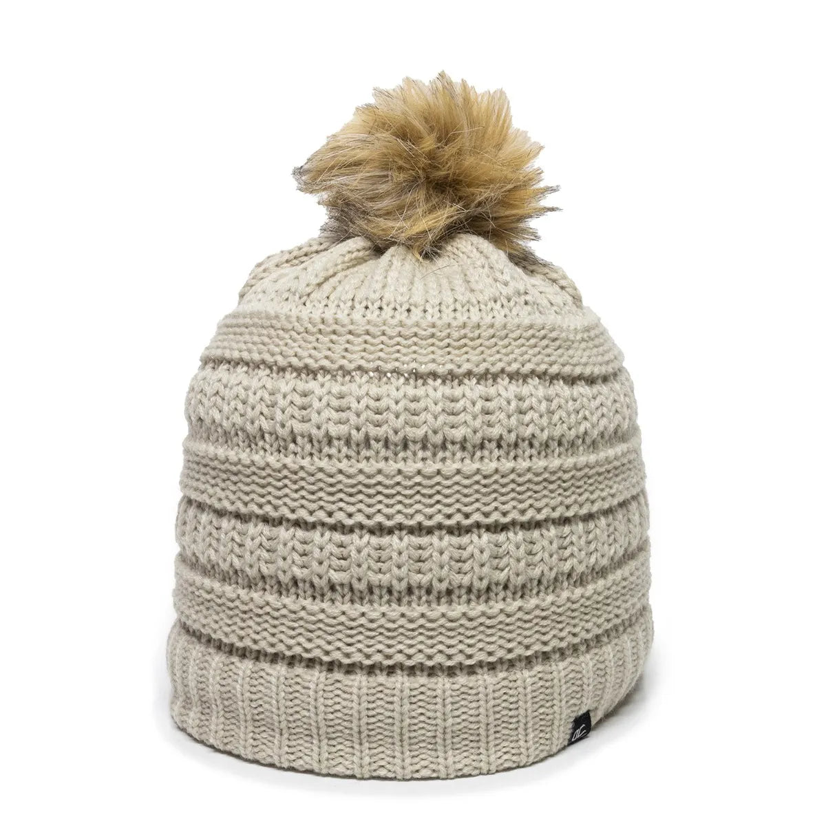 Outdoor Cap OC805 Acrylic Knit Beanie With Faux Fur Pom Unisex Accessories Hats & Caps