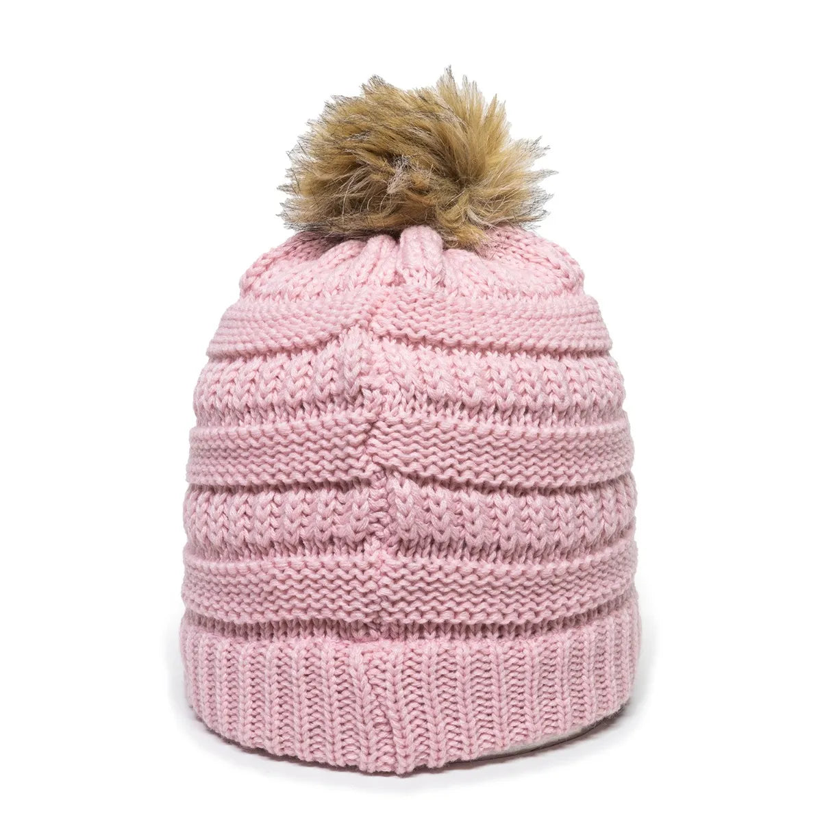 Outdoor Cap OC805 Acrylic Knit Beanie With Faux Fur Pom Unisex Accessories Hats & Caps