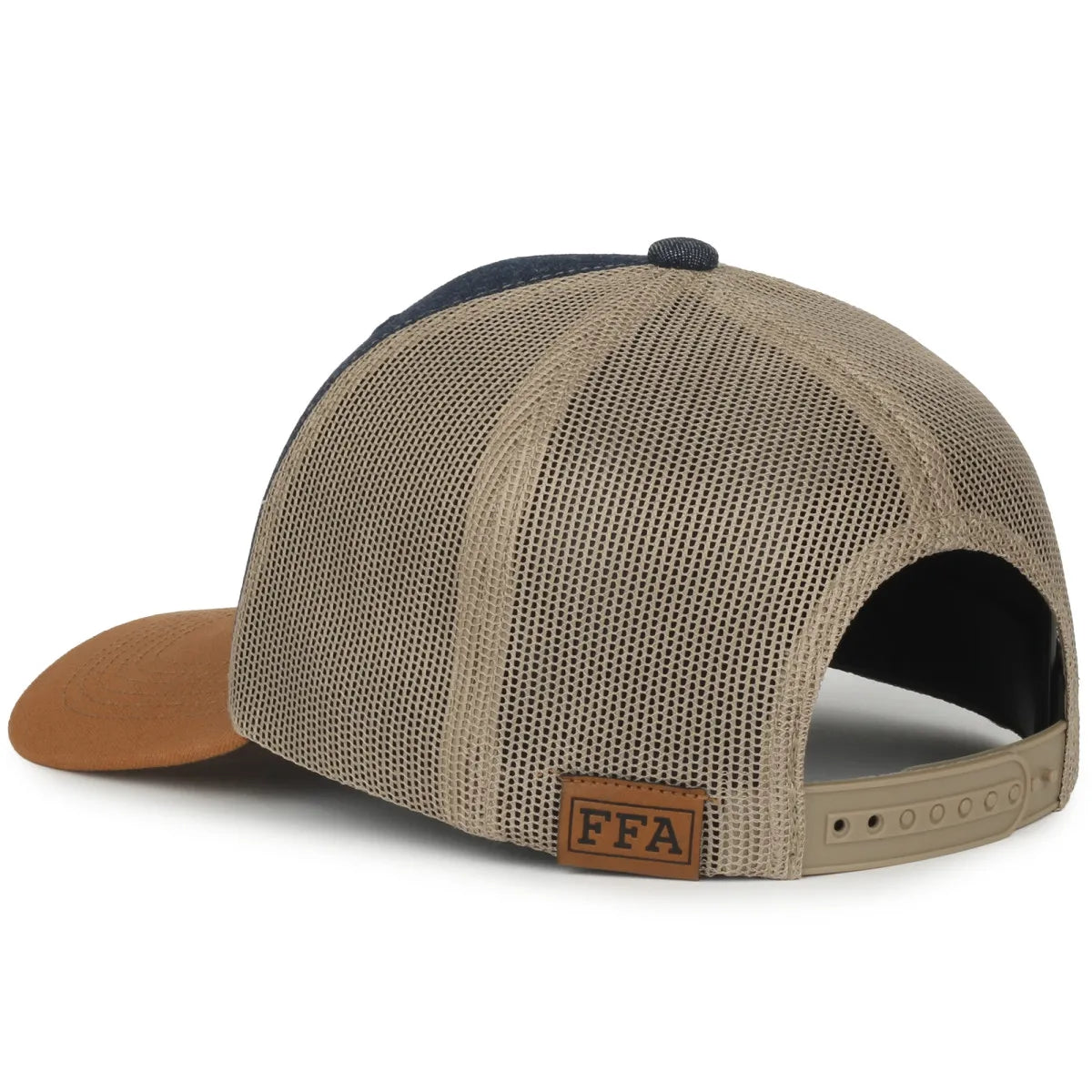 Outdoor Cap FFA-DNM Dark Blue/ Khaki/ Brown Structured Trucker Hat Unisex Accessories Hats & Caps