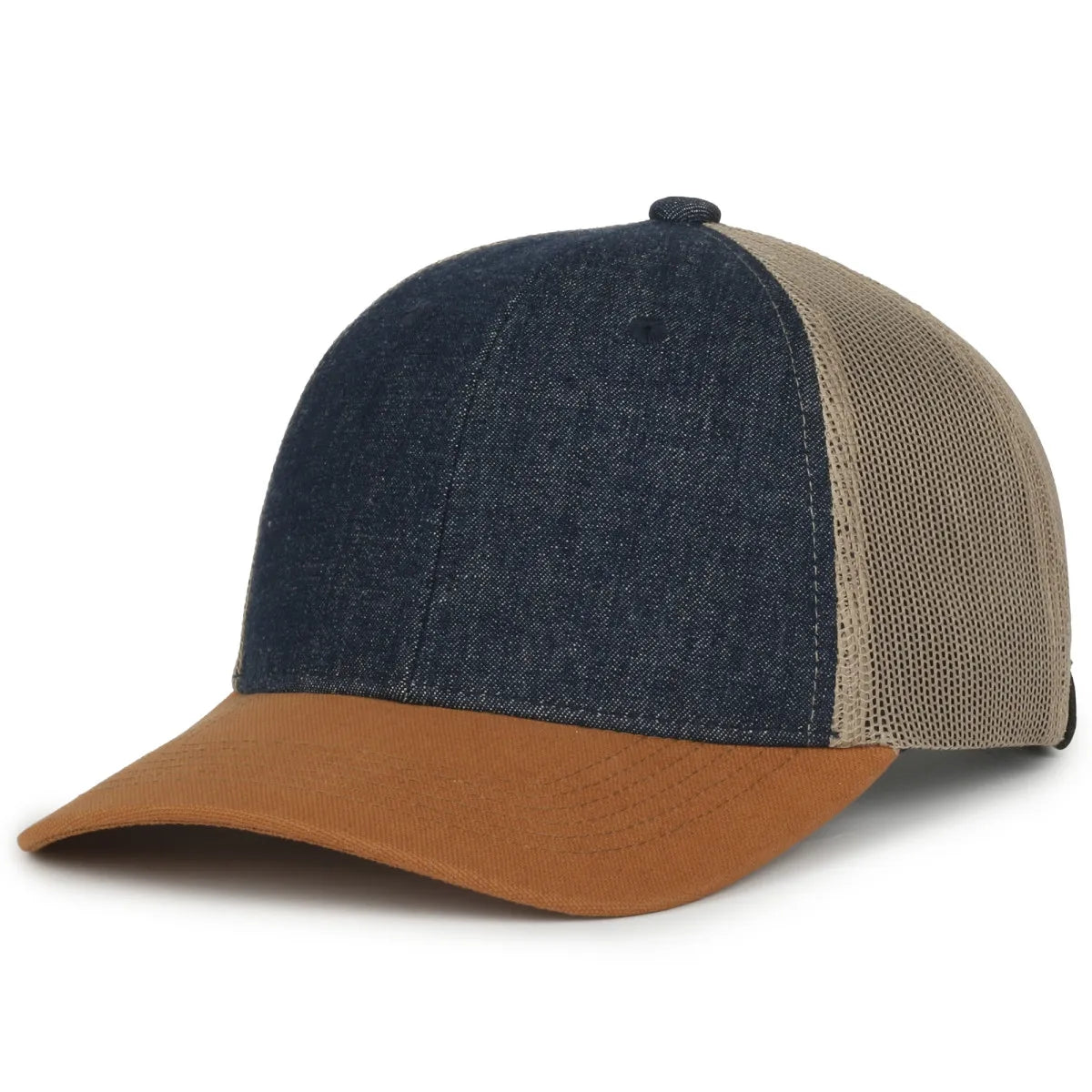 Outdoor Cap FFA-DNM Dark Blue/ Khaki/ Brown Structured Trucker Hat Unisex Accessories Hats & Caps