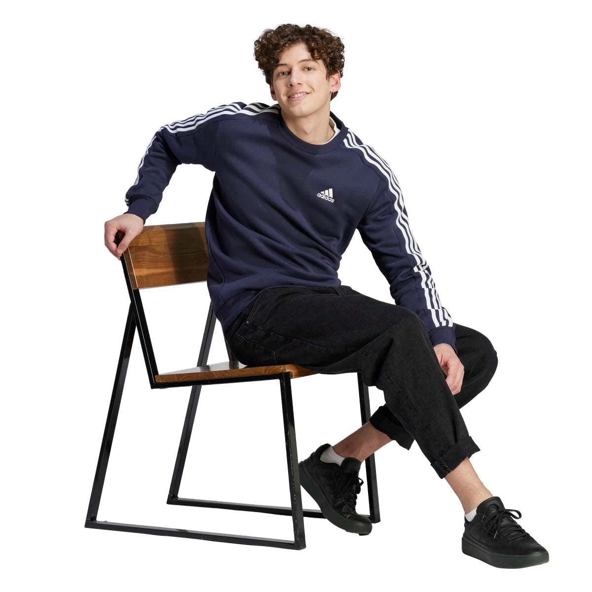 adidas Men's Essentials Fleece 3-Stripes Sweatshirt Mens Apparel Sweatshirts & Fleece