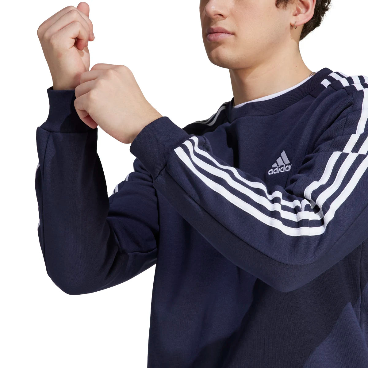 adidas Men's Essentials Fleece 3-Stripes Sweatshirt Mens Apparel Sweatshirts & Fleece
