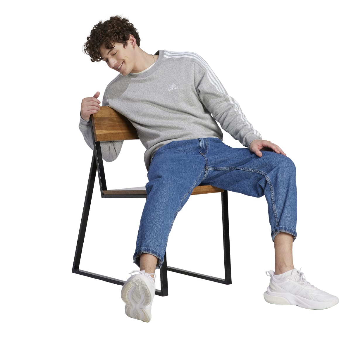 adidas Men's Essentials Fleece 3-Stripes Sweatshirt Mens Apparel Sweatshirts & Fleece