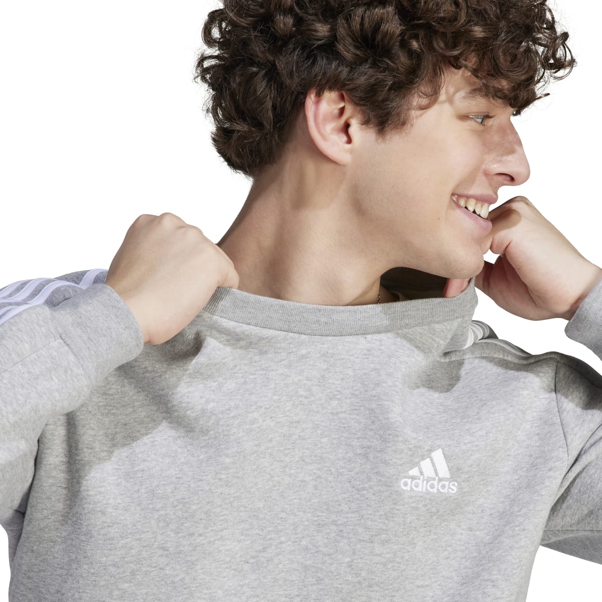 adidas Men's Essentials Fleece 3-Stripes Sweatshirt Mens Apparel Sweatshirts & Fleece