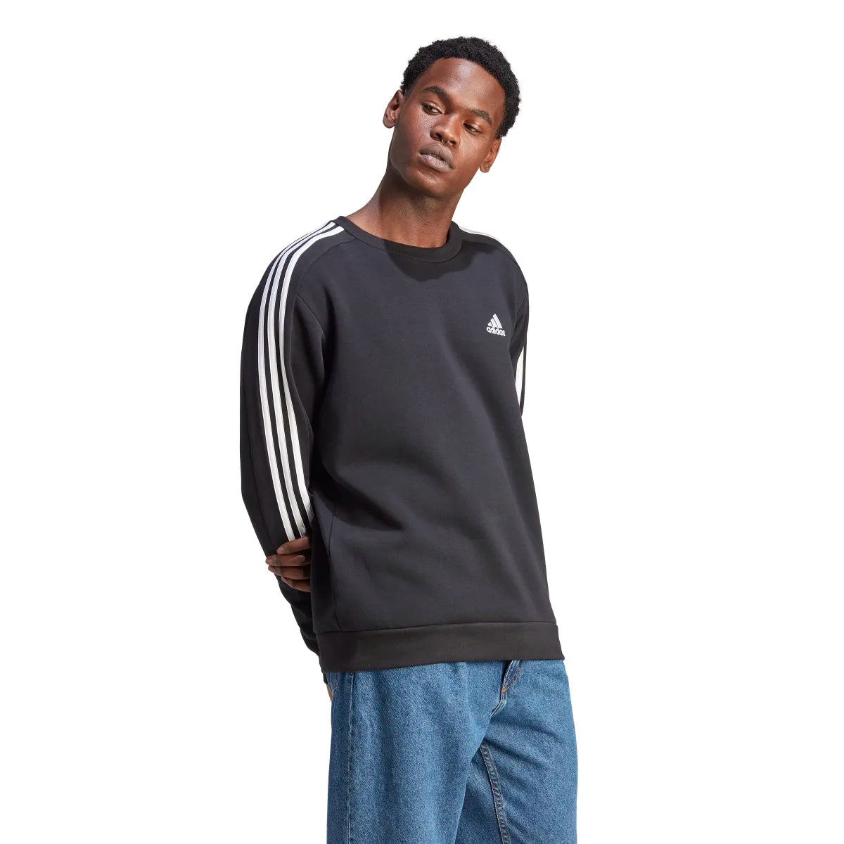 adidas Men's Essentials Fleece 3-Stripes Sweatshirt Mens Apparel Sweatshirts & Fleece