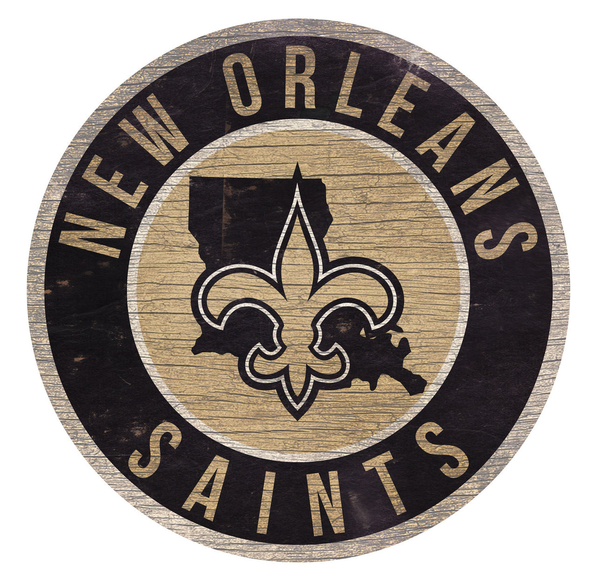Fan Creations New Orleans Saints 12 Inch Round State Design Wood Sign Fan Gear NFL New Orleans Saints