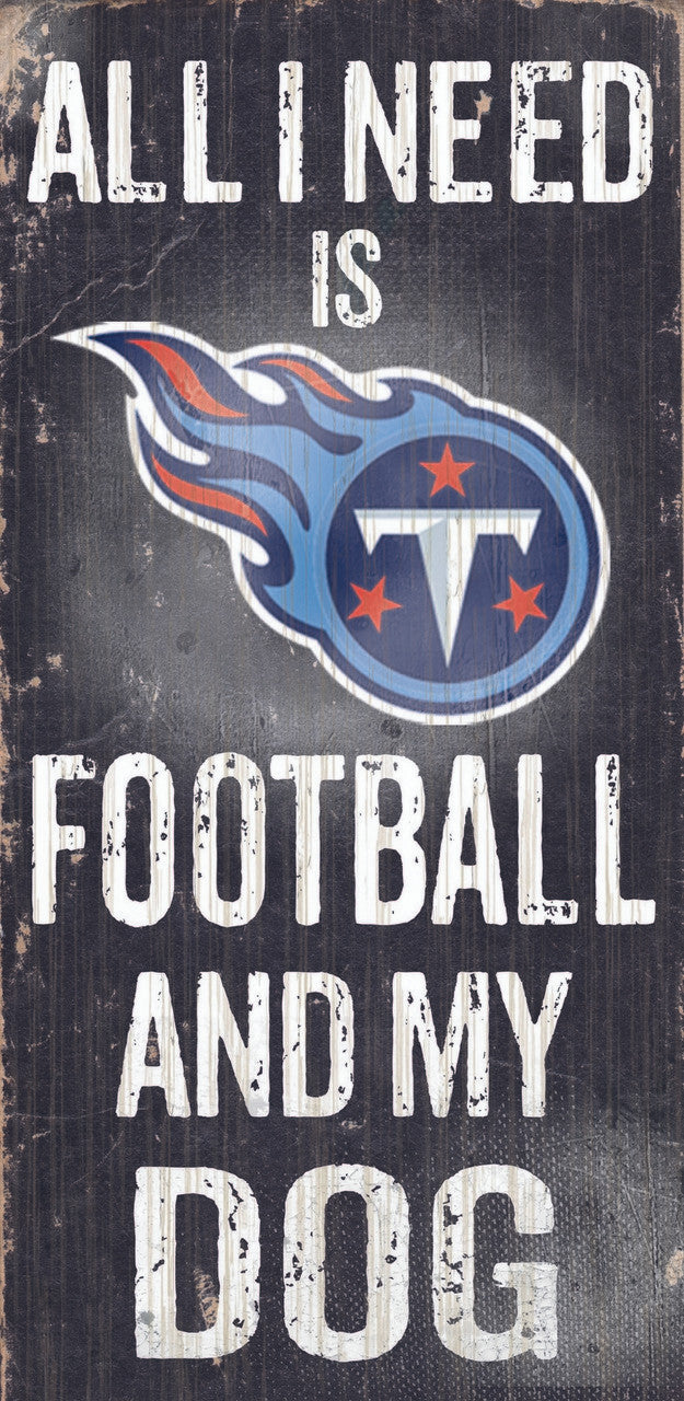 Fan Creations Tennessee Titans Football and Dog Wood Sign 6"x12" Fan Gear NFL Tennessee Titans