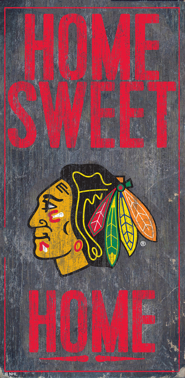 Fan Creations Chicago Blackhawks Home Sweet Home Design Wood Sign 6x12 Fan Gear NHL Chicago Blackhawks