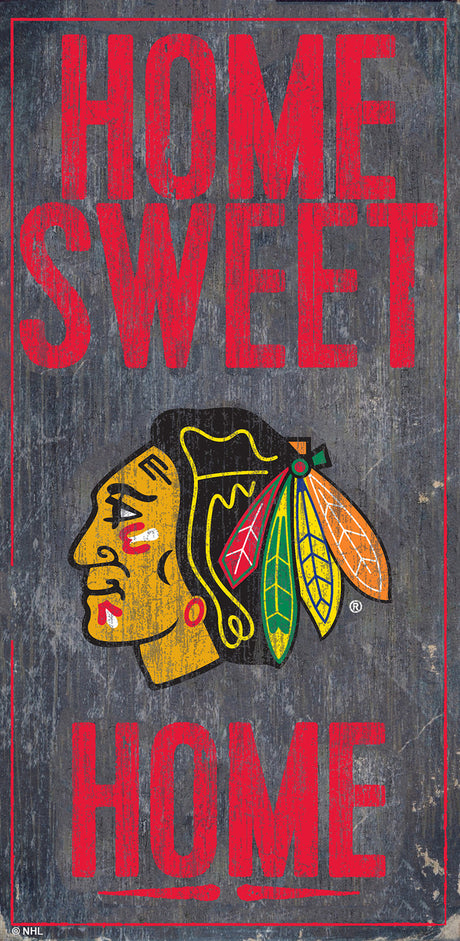 Fan Creations Chicago Blackhawks Home Sweet Home Design Wood Sign 6x12 Fan Gear NHL Chicago Blackhawks
