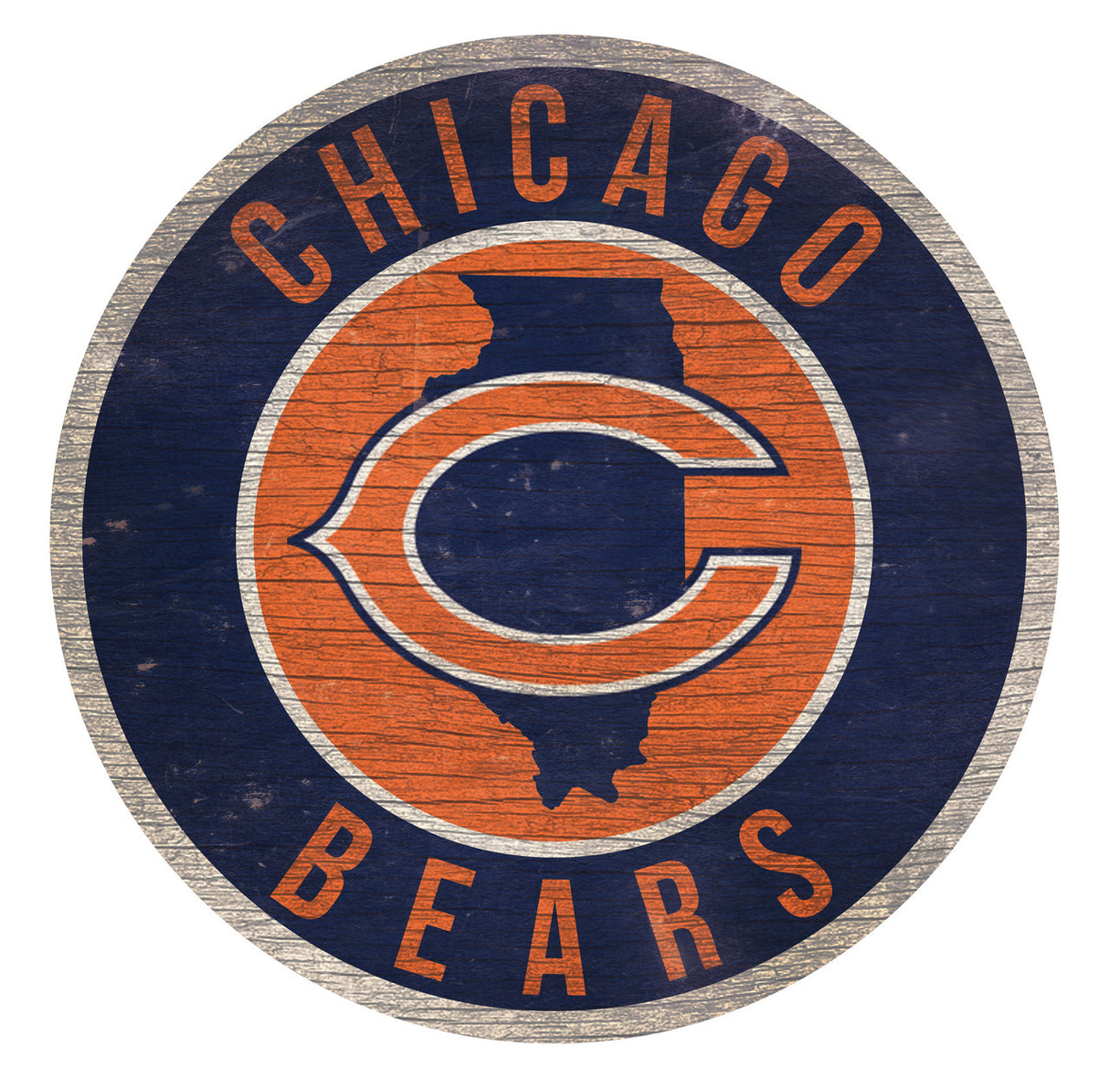 Fan Creations Chicago Bears 12 Inch Round State Design Wood Sign Fan Gear NFL Chicago Bears