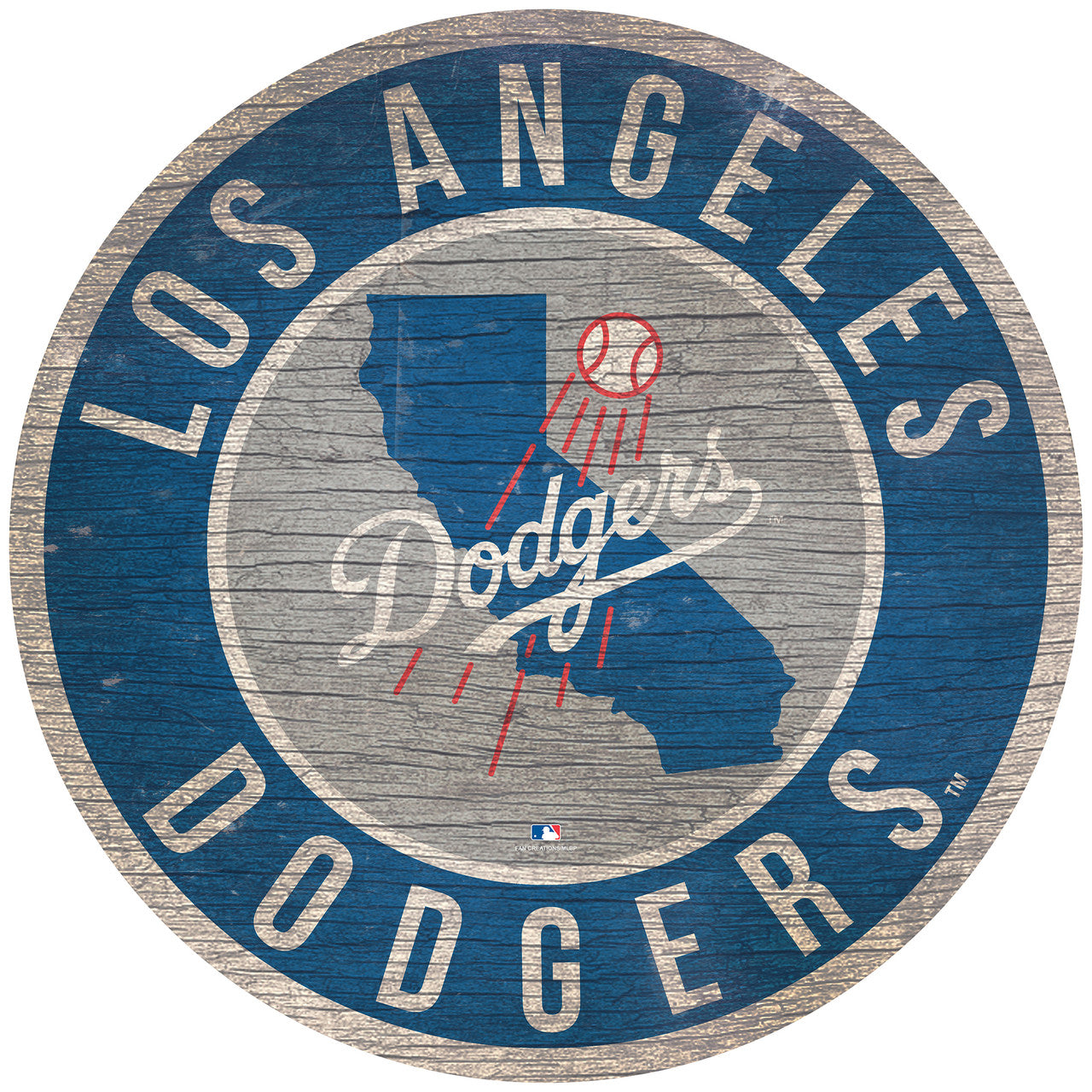 Fan Creations Los Angeles Dodgers 12 Inch Round State Design Wood Sign Fan Gear MLB Los Angeles Dodgers