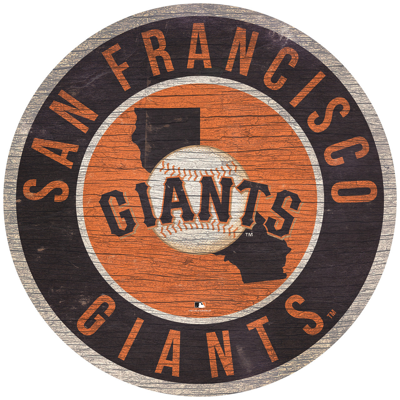 Fan Creations San Francisco Giants 12 Inch Round State Design Wood Sign Fan Gear MLB San Francisco Giants