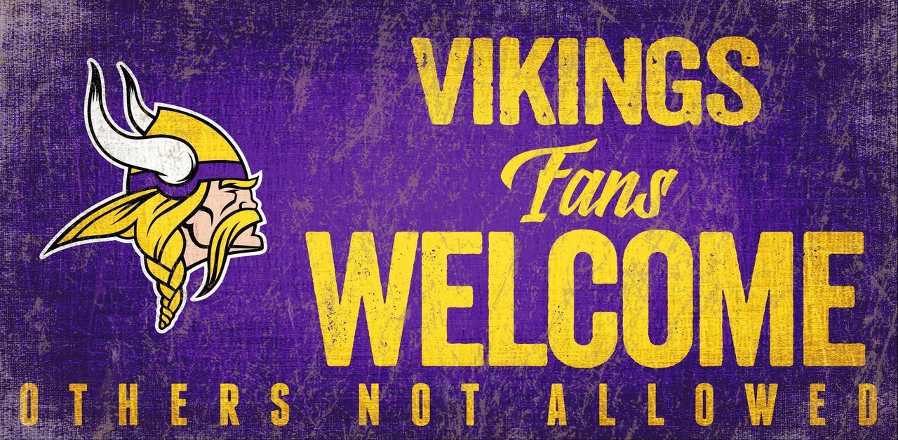 Fan Creations Minnesota Vikings Fans Welcome Wood Sign 12x6 Fan Gear NFL Minnesota Vikings