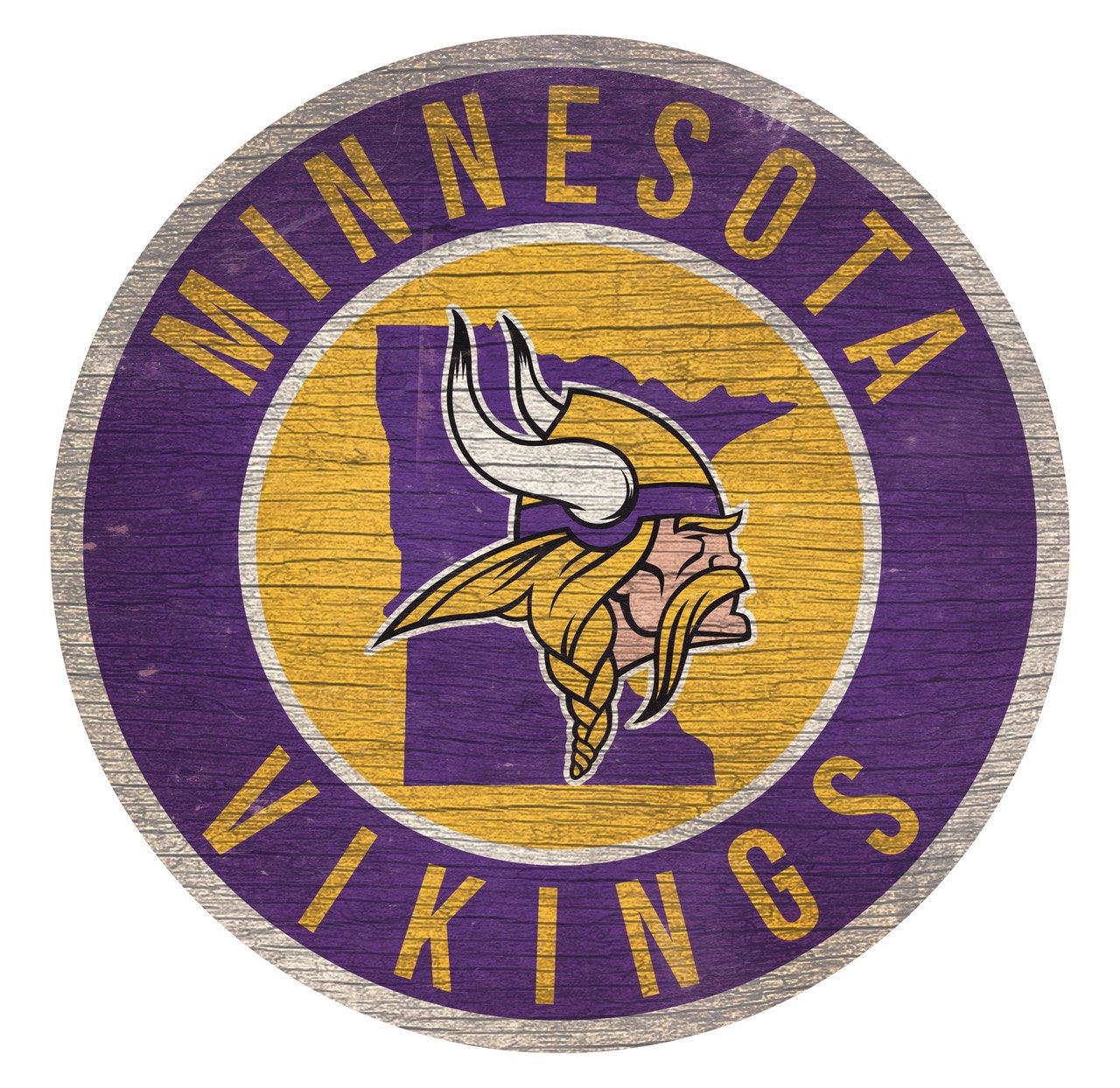 Fan Creations Minnesota Vikings 12 Inch Round State Design Wood Sign Fan Gear NFL Minnesota Vikings