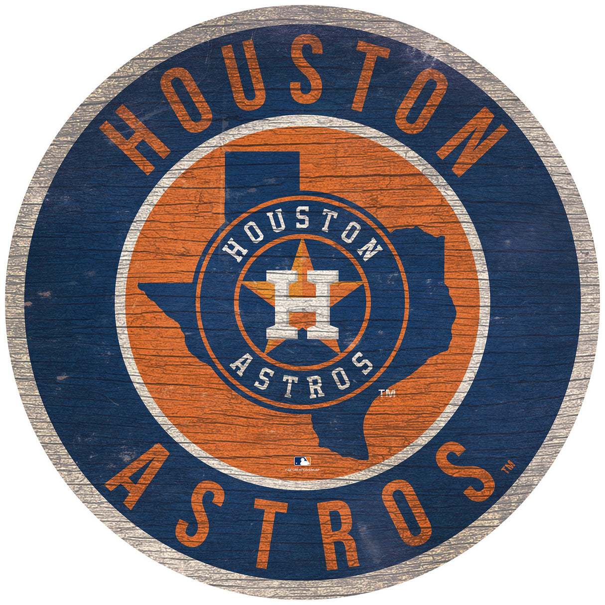 Fan Creations Houston Astros 12 Inch Round State Design Wood Sign Fan Gear MLB Houston Astros