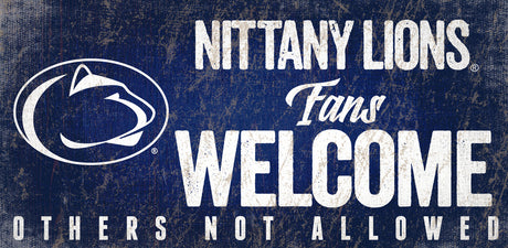 Fan Creations Penn State Nittany Lions Fans Welcome Sign Wood 12x6 Fan Gear NCAA Penn State Nittany Lions