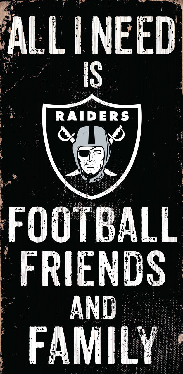 Fan Creations Las Vegas Raiders Football Friends and Family Wood Sign 6x12 - Special Order Fan Gear NFL Las Vegas Raiders