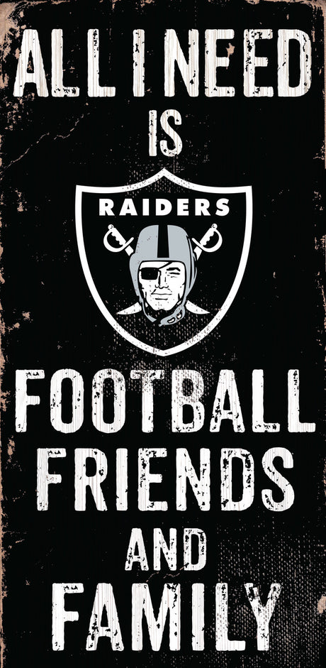 Fan Creations Las Vegas Raiders Football Friends and Family Wood Sign 6x12 - Special Order Fan Gear NFL Las Vegas Raiders