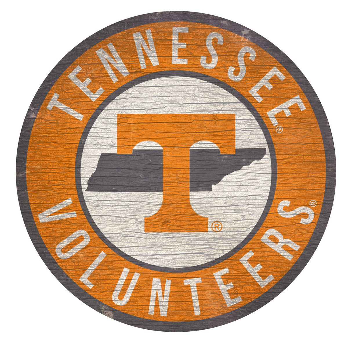 Fan Creations Tennessee Volunteers 12 Inch Round State Design Wood Sign Fan Gear NCAA Tennessee Volunteers