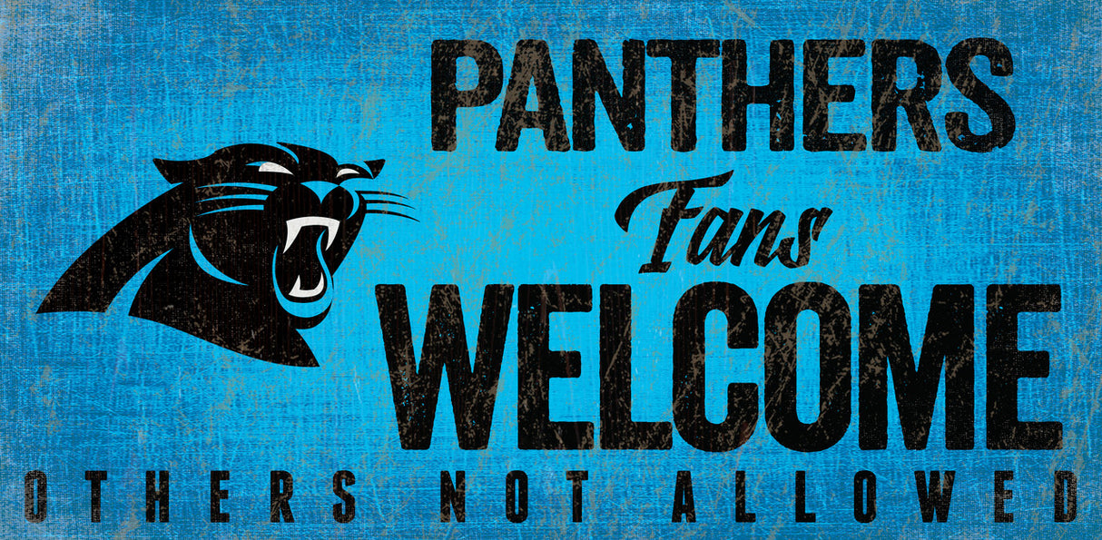 Fan Creations Carolina Panthers Fans Welcome Wood Sign 12x6 Fan Gear NFL Carolina Panthers