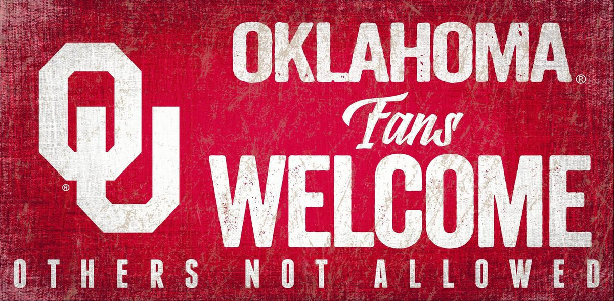 Fan Creations Oklahoma Sooners Fans Welcome Wood Sign 12x6 - Special Order Fan Gear NCAA Oklahoma Sooners