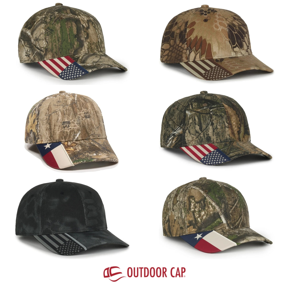 Outdoor Cap CWF-305 Woven Flag Structured Solid Back Hat Unisex Accessories Hats & Caps