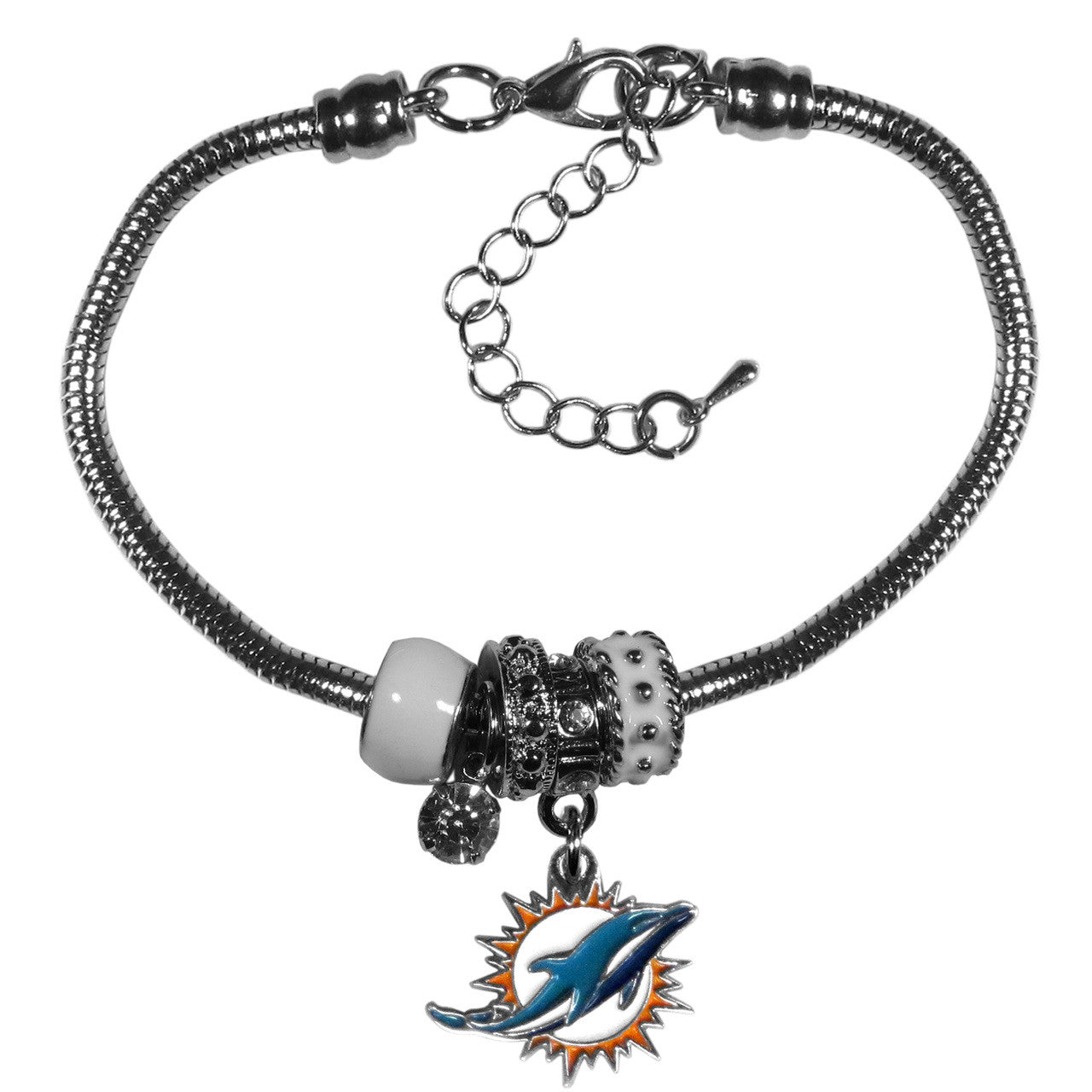 Siskiyou Miami Dolphins Euro Bead Style Bracelet Fan Gear NFL Miami Dolphins