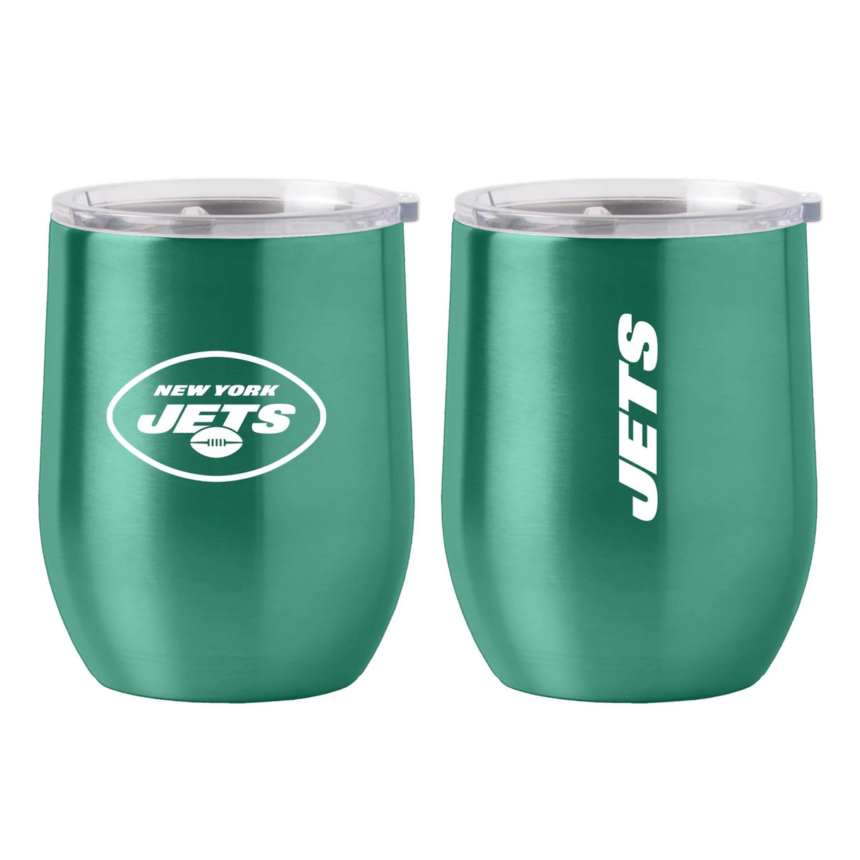 Logo Brands New York Jets 16oz Stainless Steel Curved Travel Tumbler Fan Gear NFL New York Jets