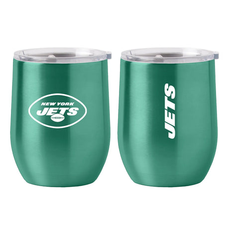 Logo Brands New York Jets 16oz Stainless Steel Curved Travel Tumbler Fan Gear NFL New York Jets