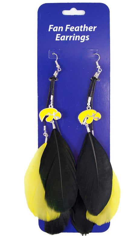 Little Earth Iowa Hawkeyes Team Color Feather Earrings Fan Gear NCAA Iowa Hawkeyes