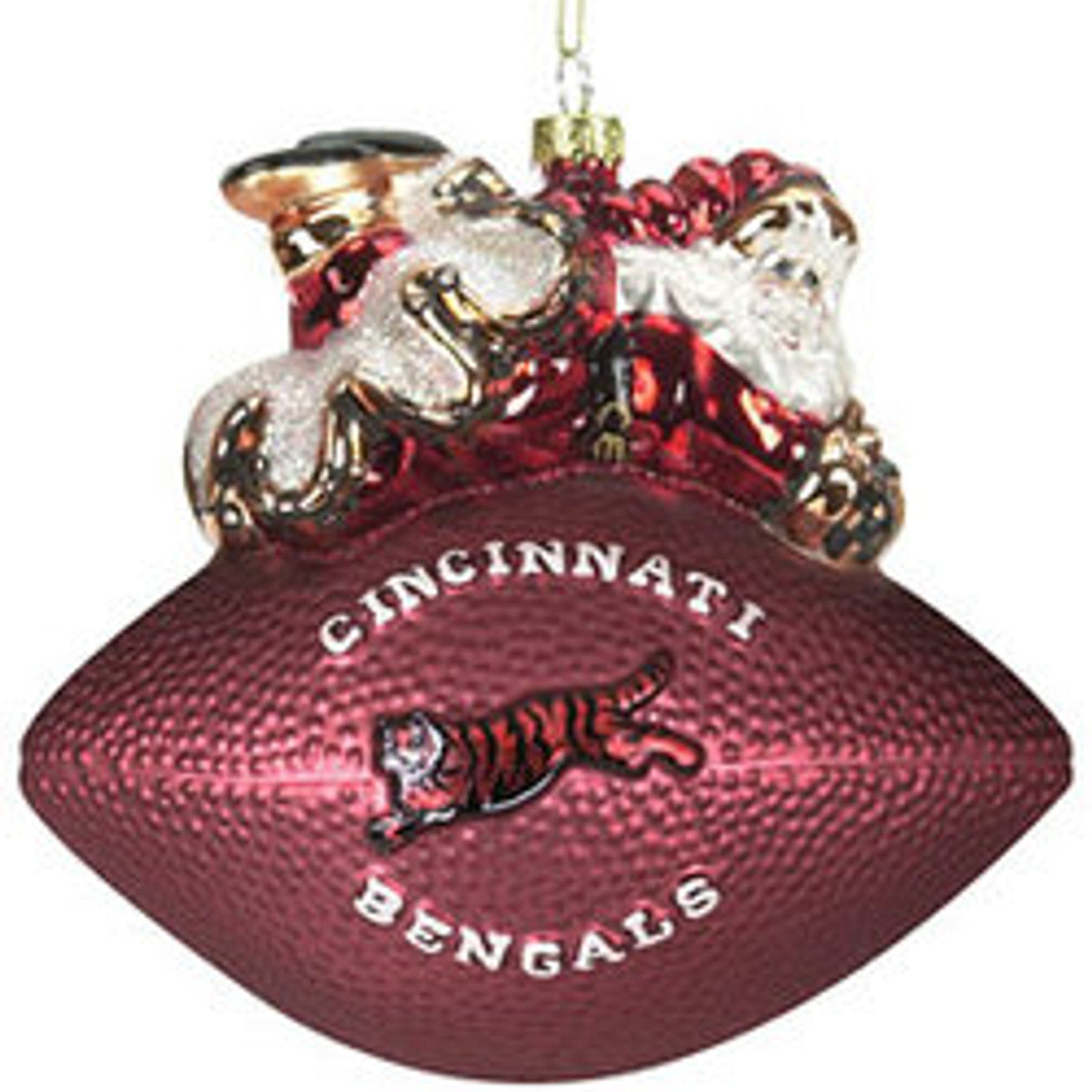SC Sports Cincinnati Bengals 5 1/2 Inch Peggy Abrams Glass Football Ornament Fan Gear NFL Cincinnati Bengals