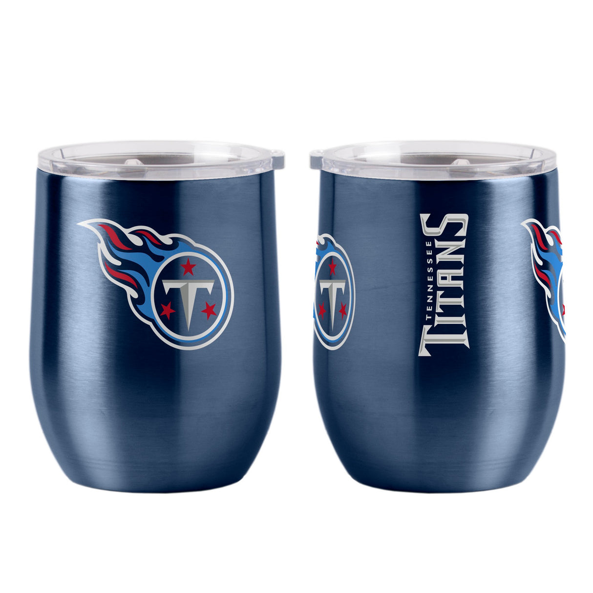 Logo Brands Tennessee Titans 16oz Stainless Steel Curved Travel Tumbler Fan Gear NFL Tennessee Titans