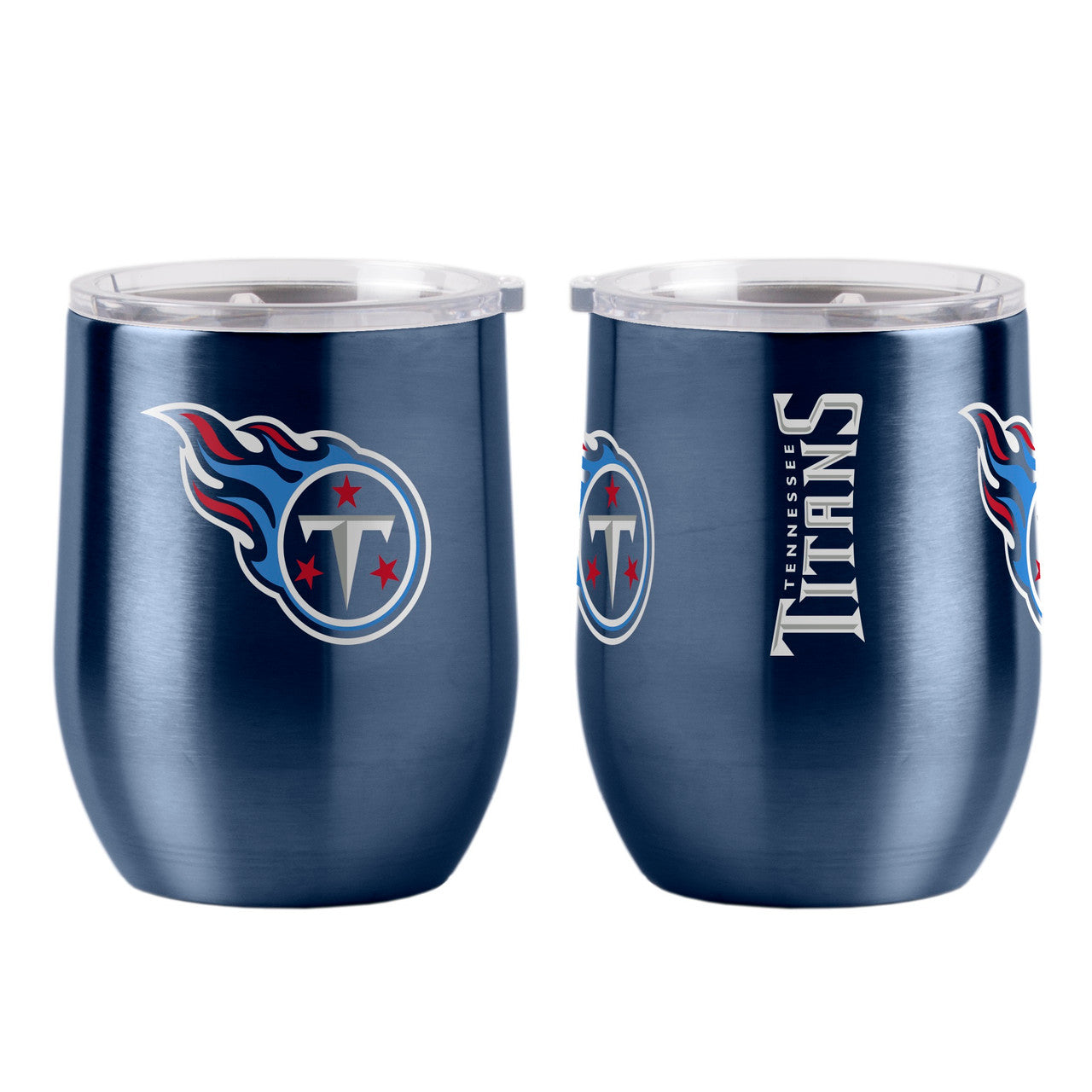 Logo Brands Tennessee Titans 16oz Stainless Steel Curved Travel Tumbler Fan Gear NFL Tennessee Titans