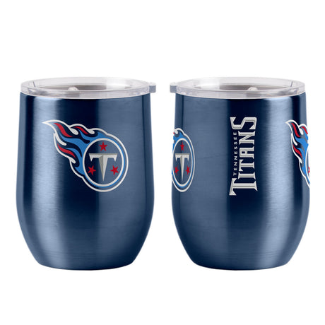 Logo Brands Tennessee Titans 16oz Stainless Steel Curved Travel Tumbler Fan Gear NFL Tennessee Titans