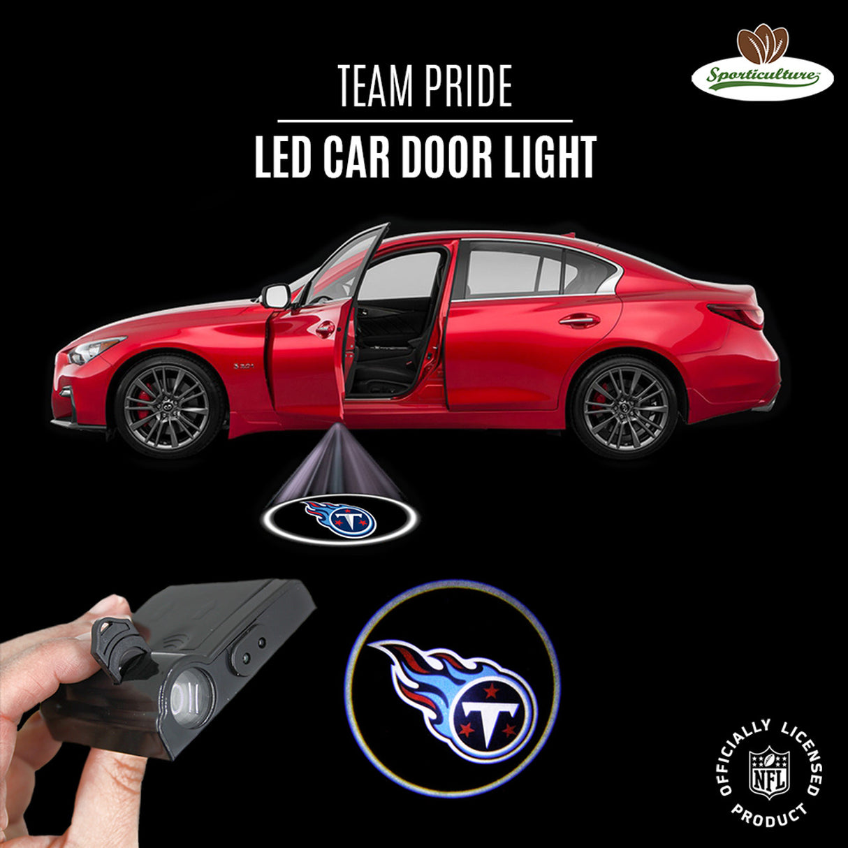 Sporticulture Tennessee Titans LED Car Door Light Fan Gear NFL Tennessee Titans