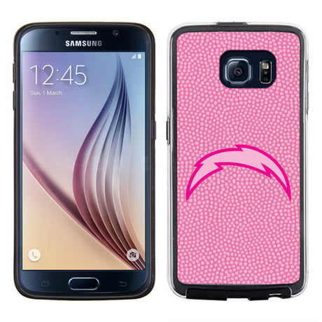Gamewear Los Angeles Chargers Pink Football Pebble Grain Feel Samsung Galaxy S6 Phone Case Fan Gear NFL Los Angeles Chargers
