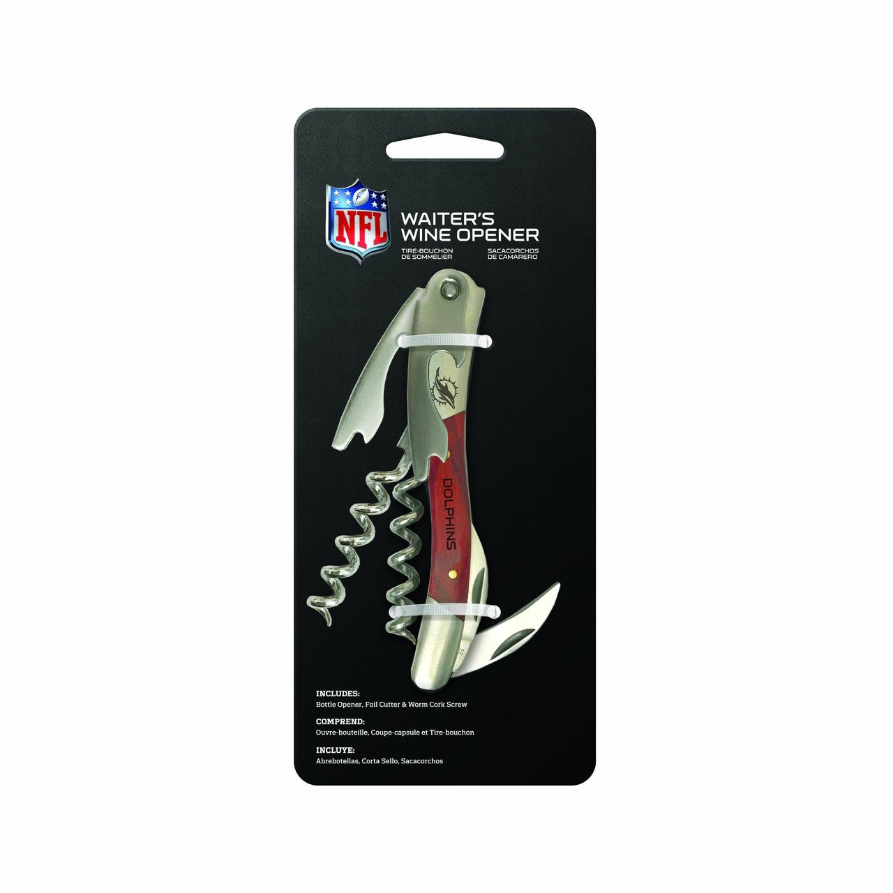 The Sports Vault Miami Dolphins Wine Bottle Opener Fan Gear NFL Miami Dolphins