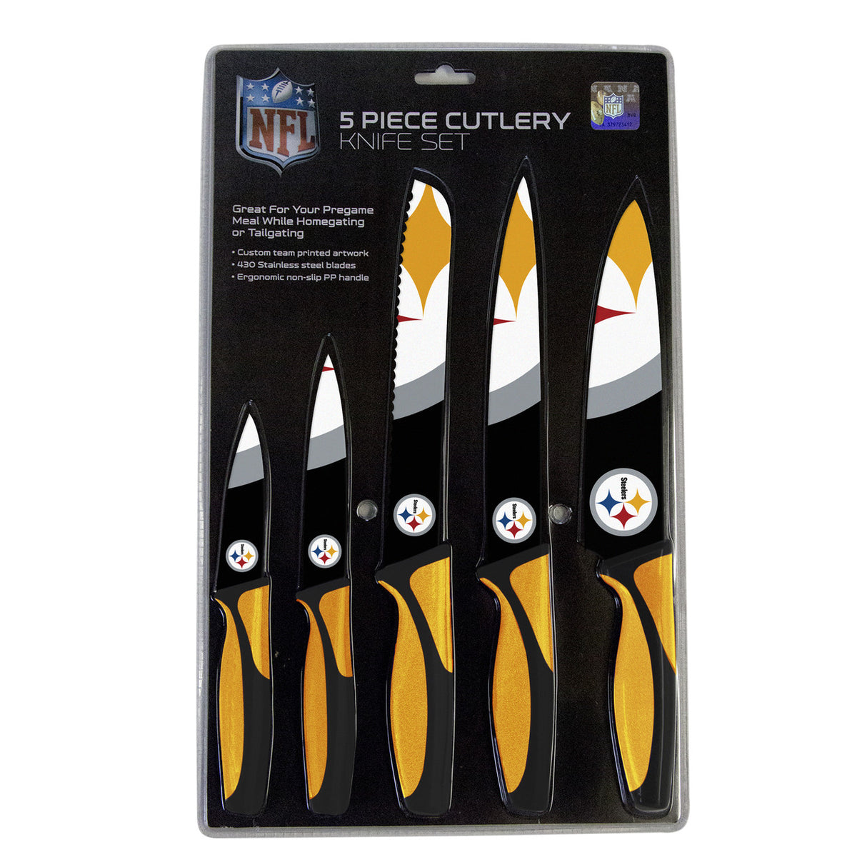 The Sports Vault Pittsburgh Steelers 5 Pack Kitchen Knife Set Fan Gear NFL Pittsburgh Steelers