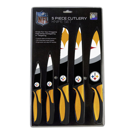 The Sports Vault Pittsburgh Steelers 5 Pack Kitchen Knife Set Fan Gear NFL Pittsburgh Steelers