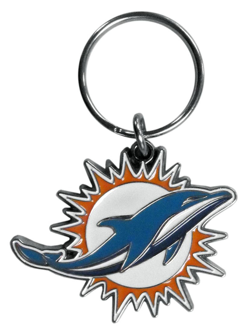 Siskiyou Miami Dolphins Chrome Logo Cut Keychain Fan Gear NFL Miami Dolphins