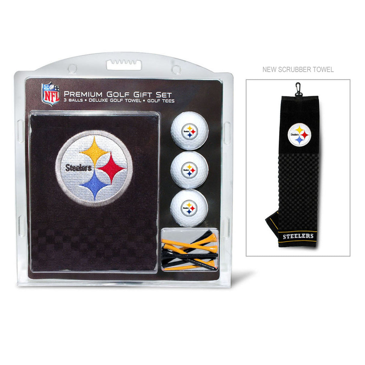 Team Golf Pittsburgh Steelers Golf Gift Set with Embroidered Towel Fan Gear NFL Pittsburgh Steelers