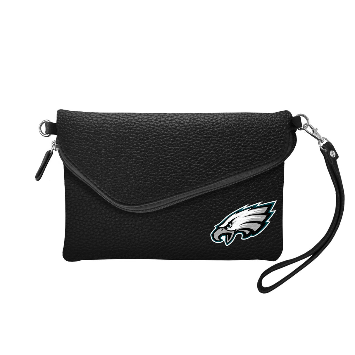 Little Earth Philadelphia Eagles Black Pebble Fold Over Crossbody Purse - Special Order Fan Gear NFL Philadelphia Eagles